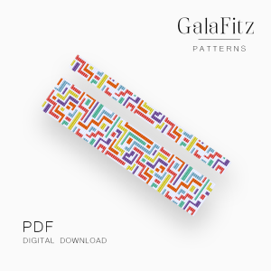 Colorful Geometric Maze Loom Bracelet Pattern PDF