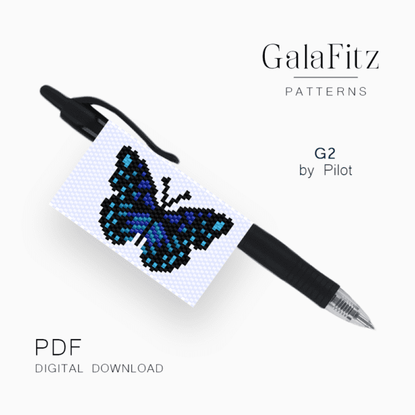 Blue butterfly pen cover pattern
