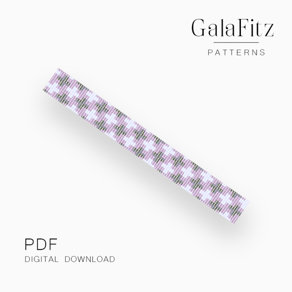 Pink and Silver Geometric Loom Bracelet Pattern, PDF
