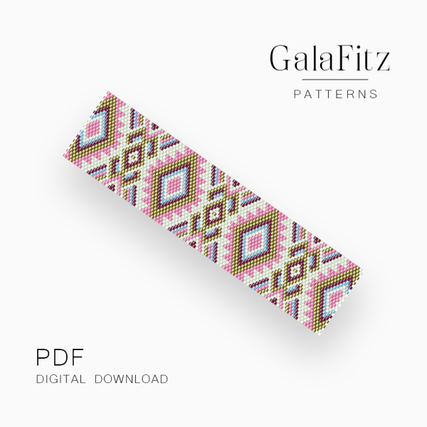 Boho Tribal Geometric Peyote Bracelet Pattern PDF