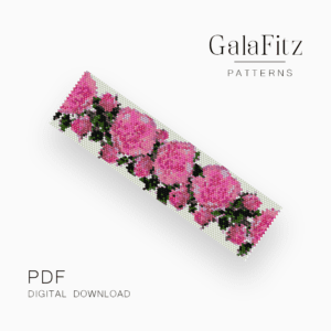Pink roses peyote bracelet pattern