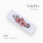 Pink Flower Loom Bracelet Pattern PDF