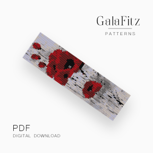 Red Poppy Loom Bracelet Pattern – Floral Bead Design PDF