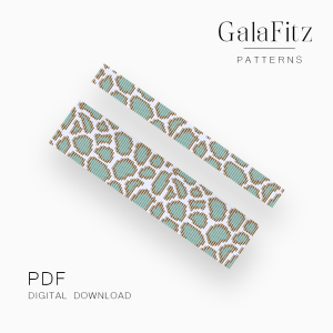 Pastel leopard loom bracelet pattern with wide and narrow bracelet designs.