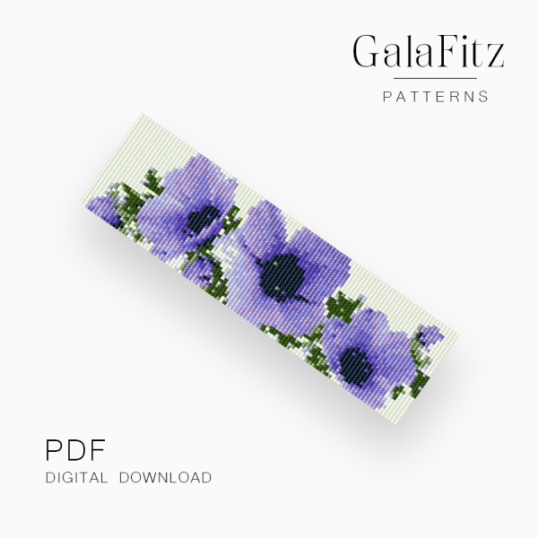 Purple Anemone Loom Bracelet Pattern in Lavender Tones