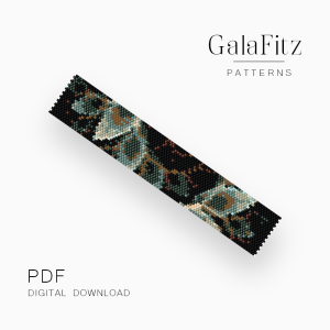 Dark Abstract Leaf Peyote Bracelet Pattern, PDF