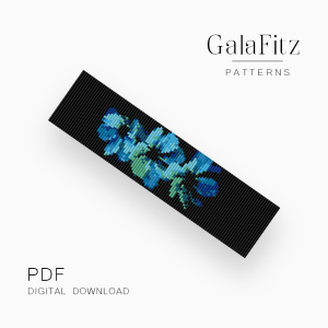 Blue Floral Loom Bracelet Pattern PDF