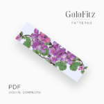 Purple flowers bead loom pattern