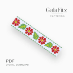 Red flowers bead loom pattern