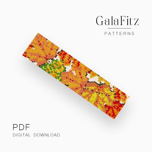 Golden Autumn Leaves Loom Bracelet Pattern, PDF