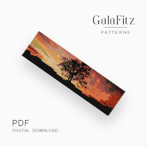 Sunset Landscape Peyote Bracelet Pattern PDF