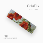 Red Poppy Bracelet Loom Beading Pattern