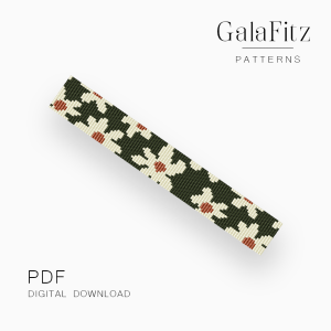 Stylized daisy loom bracelet beading pattern with repeating floral motifs.