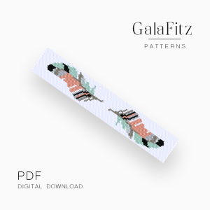 Boho Tribal Feather Peyote Bracelet Pattern PDF