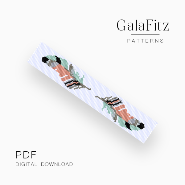 Boho Tribal Feather Peyote Bracelet Pattern PDF