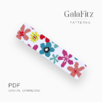 Colored flowers bead loom pattern