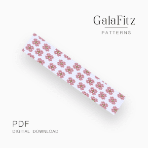 Pink flowers bead loom pattern