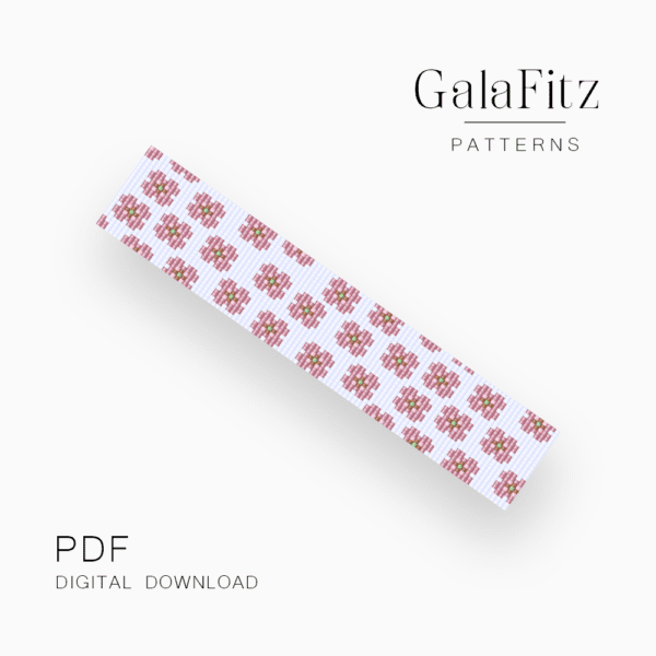 Pink flowers bead loom pattern