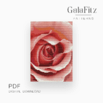 Pink rose blooming bead loom tapestry pattern