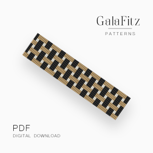 Modern Gold and Black Loom Bracelet Pattern – Elegant Beadwork for Beginners