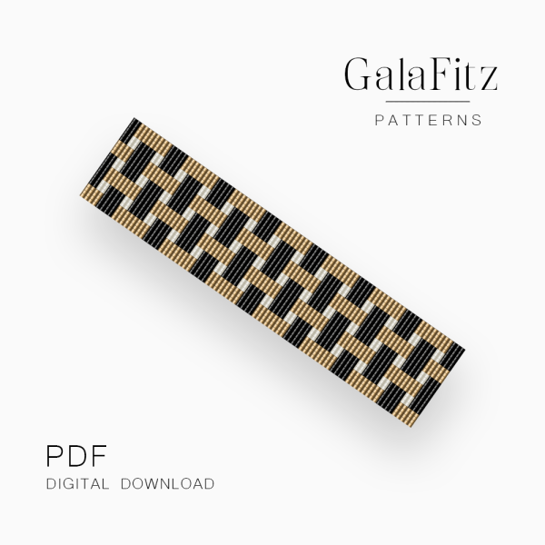 Modern Gold and Black Loom Bracelet Pattern – Elegant Beadwork for Beginners
