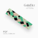 Mint abstract geometric loom bracelet pattern