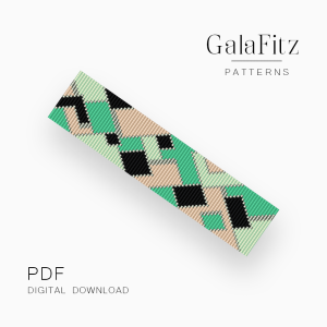 Mint abstract geometric loom bracelet pattern