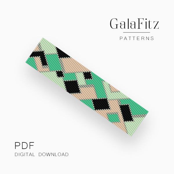 Mint abstract geometric loom bracelet pattern