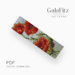 Red Poppy Peyote Bracelet Pattern PDF