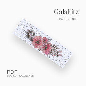 Soft Pink Floral Peyote Bracelet Pattern PDF
