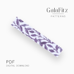 Peyote bracelet pattern with repeating purple and lavender leaves on a clean white background.