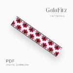 Red flowers bead loom pattern