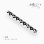 Black chain link bead loom bracelet pattern on a sage green and white background.