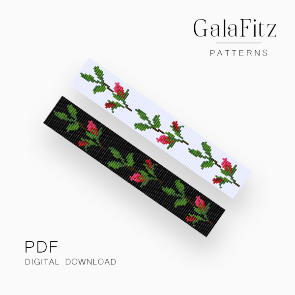 Rose Branch Floral Loom Bracelet Pattern