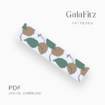 abstract green and beige leaves bead loom pattern