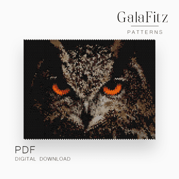 dark owl peyote beaded tapestry pattern
