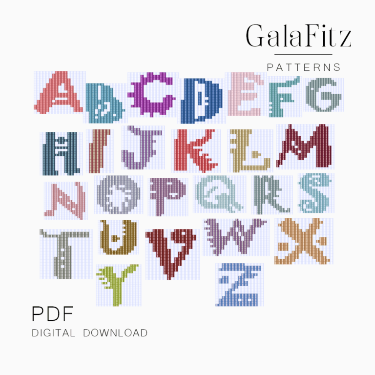 Fancy letters bead loom pattern, PDF - GalaFitz