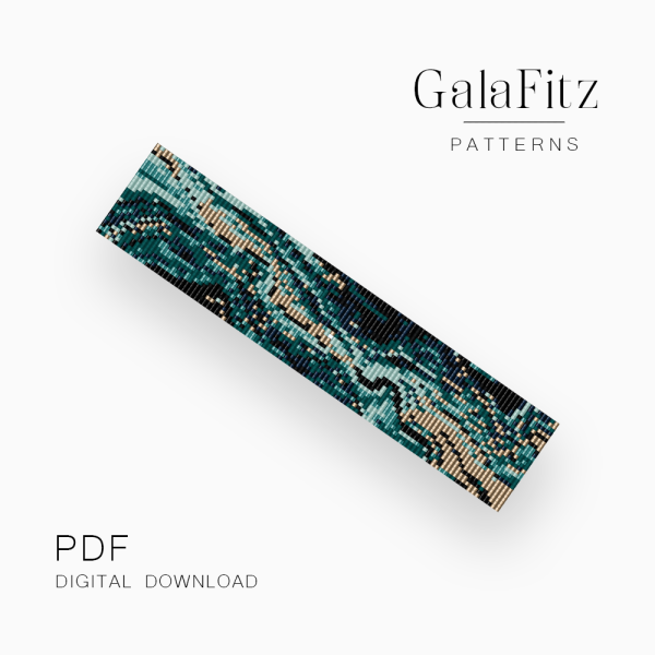 Blue Green Abstract Loom Bracelet Pattern PDF