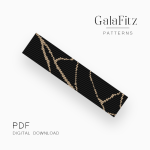 Golden Veins kintsugi loom bracelet pattern with gold lines on a black background