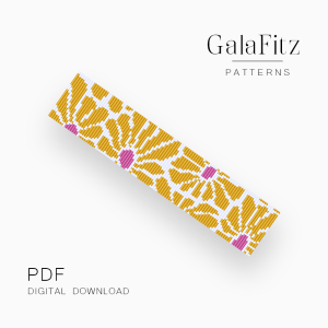 Yellow Daisy Loom Bracelet Pattern, PDF