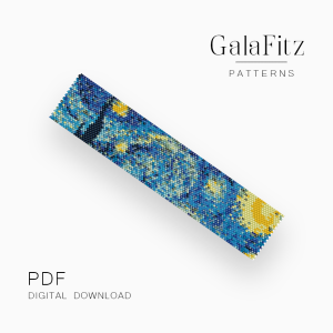 Starry Night Van Gogh Peyote Bracelet Pattern, PDF
