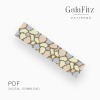 Pastel pebble loom bracelet pattern with rounded cream, pale green, blue, and warm brown shapes.
