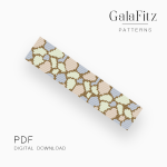 Pastel pebble loom bracelet pattern with rounded cream, pale green, blue, and warm brown shapes.
