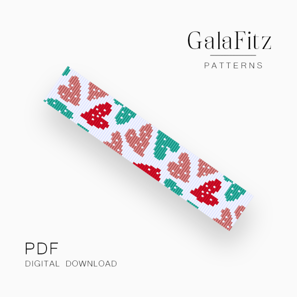 polka dot heart loom bracelet pattern