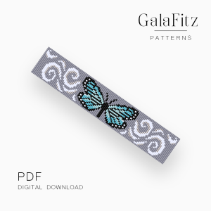 Blue Butterfly Scroll Loom Bracelet Pattern