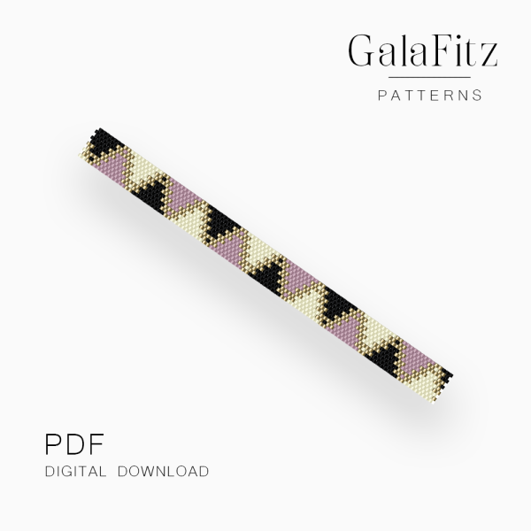 Black and Blush Triangle Peyote Bracelet Pattern