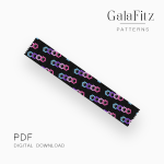 Pastel chain link peyote bracelet pattern in blue, purple, pink, and white for even and odd count peyote.