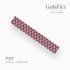Red Black Geometric Peyote Bracelet Pattern