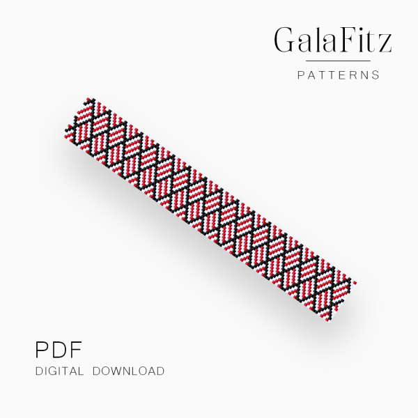 Red Black Geometric Peyote Bracelet Pattern
