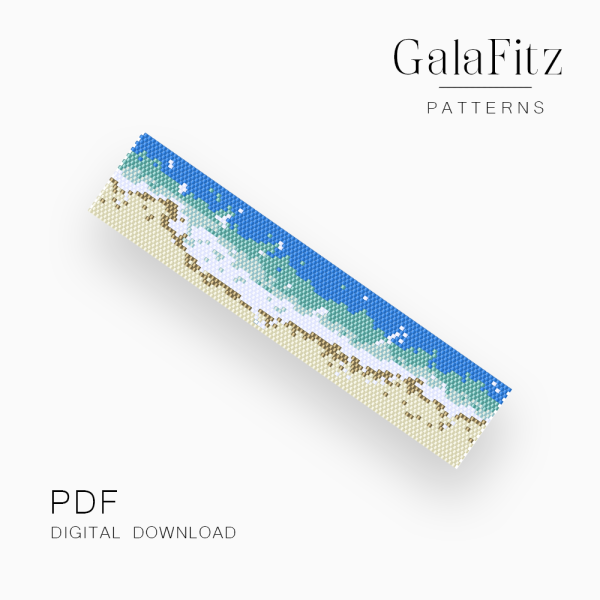 Blue Ocean Wave Peyote Pattern, PDF